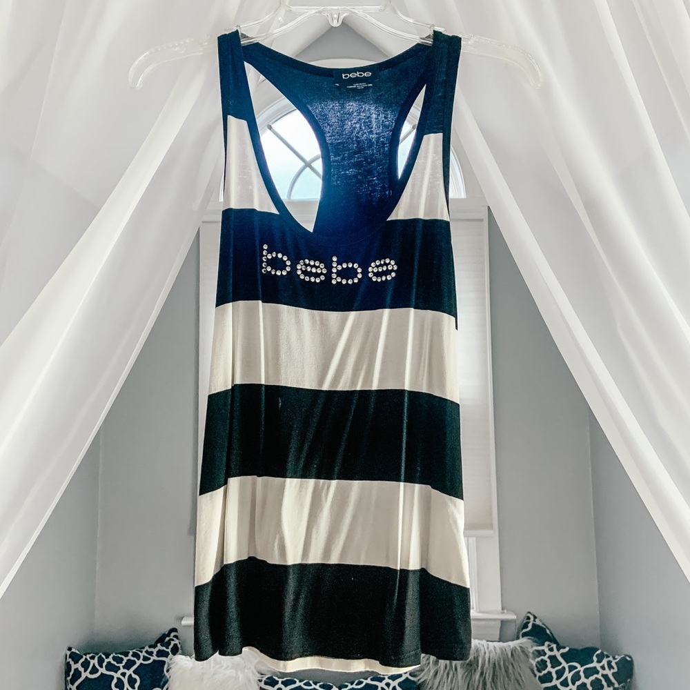 New Bebe Striped Tank Top